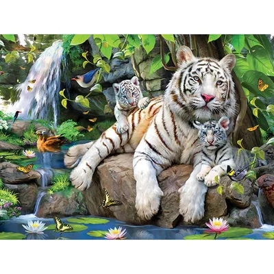 Тигр в природе, на камне, река, …» — создано в Шедевруме