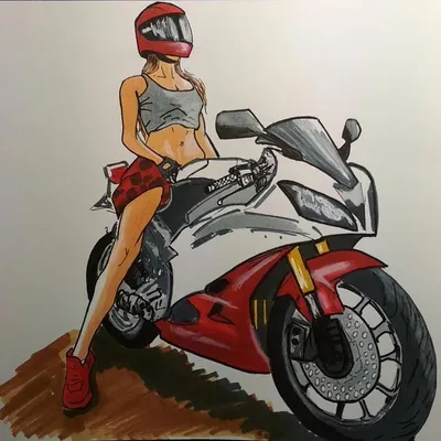 Рисунок мотоцикла в стиле арт