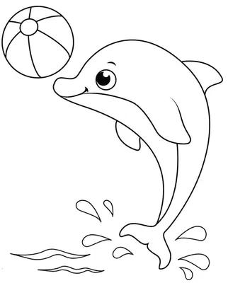 Раскраска дельфин для детей распечатать бесплатно | Раскраски, Дельфины,  Рисунки