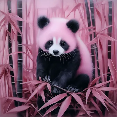 Розовая панда в бамбуковой роше» — создано в Шедевруме