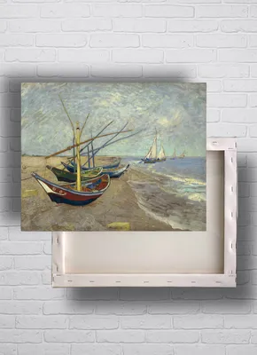 Антикварная картина, старинная итальянская живопись \"Рыбацкие лодки\"