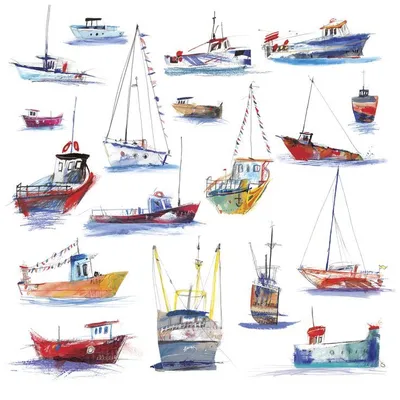 Копия картины Ивайло Николова \"Рыбацкие лодки N2\", худ. Б. Дюпре 60x90  BD181103 купить в Москве
