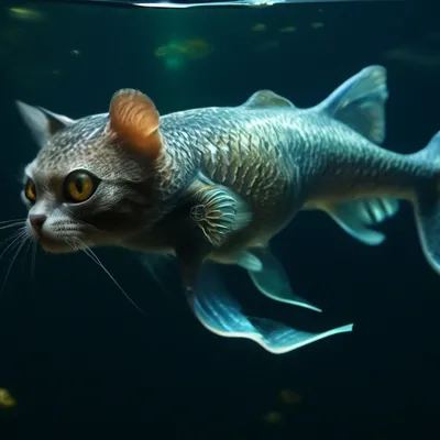 Фотографии кот Рыба смотрят Животные