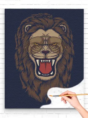 Рычащий лев в прыжке, смотрит на …» — создано в Шедевруме