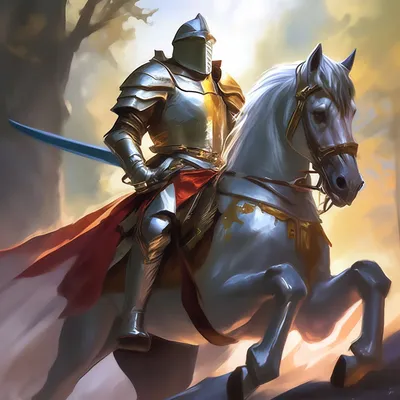 Рыцарь на коне в доспехах с …» — создано в Шедевруме