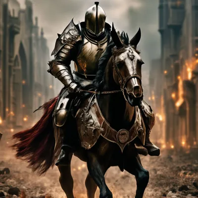 Рыцарь на коне едет на коне с мечом в руке. | Премиум Фото