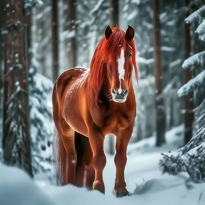 Большой рыжий конь с длинными …» — создано в Шедевруме