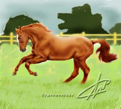 Рисунок \"Рыжий конь\", автор Кисляков Артем Александрович
