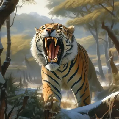 Саблезубый тигр, высокореалистично, …» — создано в Шедевруме