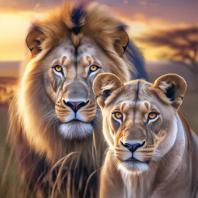 Очень красивые и реалистичные Лев и…» — создано в Шедевруме