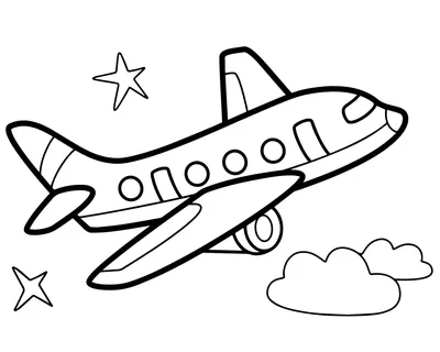 Летящий самолёт — раскраска для детей. Распечатать бесплатно.