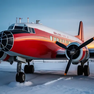 Самолёт Ил 14 в красно-белой …» — создано в Шедевруме