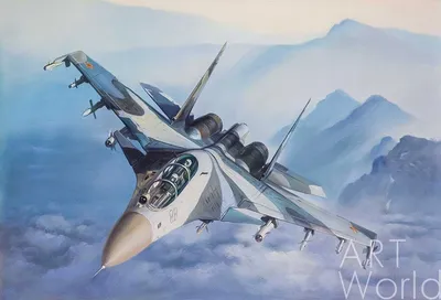 Картина маслом \"Самолет Су-35. Покоряя небо\" 60x90 SK190802 купить в Москве