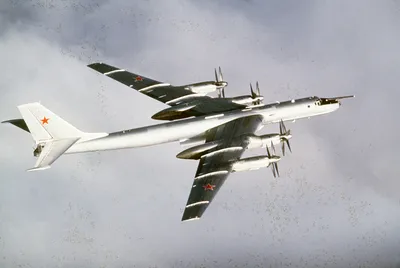 Вид с правого борта советского самолета Ту-142 Bear F - Национальные архивы  США и DVIDS Поиск в мировом общественном достоянии