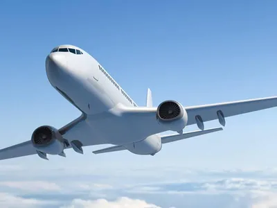 Самолет в полете. Большой пассажирский самолет Стоковое Фото - изображение  насчитывающей силуэт, международно: 39669044