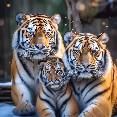 Семейство Амурских тигров , эстетично…» — создано в Шедевруме