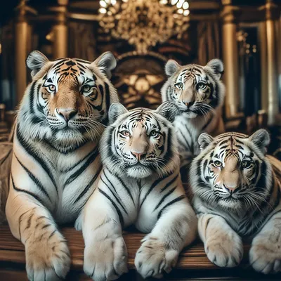 Кошачье семейство тигров, …» — создано в Шедевруме