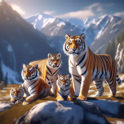 Красивая семья тигров+натуральный мех…» — создано в Шедевруме