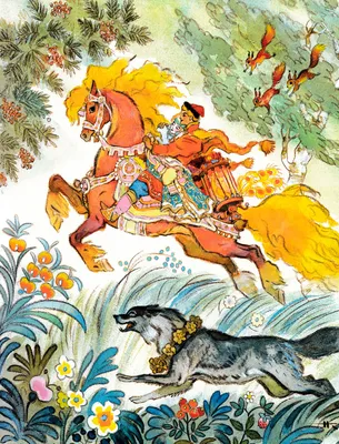 Волшебные обои с изображением серого волка из сказки Иван Царевич