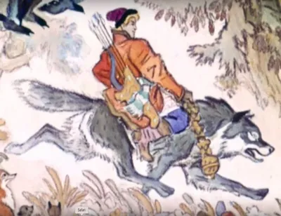 Фантастические обои с изображением серого волка из сказки Иван Царевич