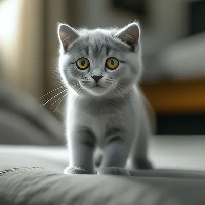 Серый шотландский кот на тëмном …» — создано в Шедевруме
