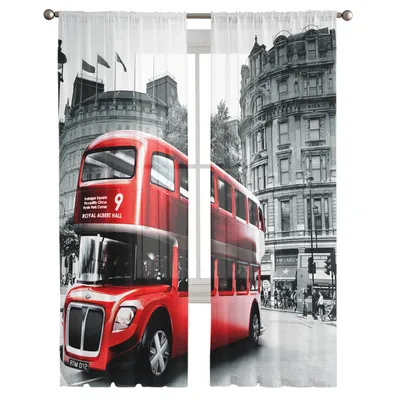 Фото Шторы \"Лондонский автобус\" 2,5м*2,6м (2 полотна по 1,30м), тесьма  (ID#156975607), цена: 2700 ₴, купить на Prom.ua