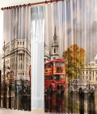 Красный автобус в стиле улиц Лондона; Декорации Тюль Шторы s для Гостиная  украшения современный шифоновая прозрачная вуаль, занавеска для спальни для  кухни Шторы | AliExpress