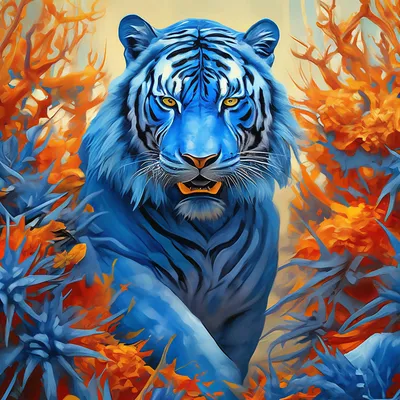 Гигантский сюрреалистический синий тигр…» — создано в Шедевруме