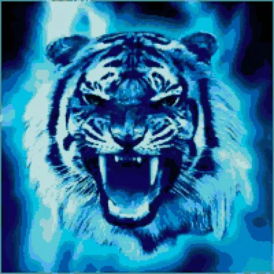 Предпросмотр схемы вышивки «синий тигр» (№346461) - Вышивка крестом