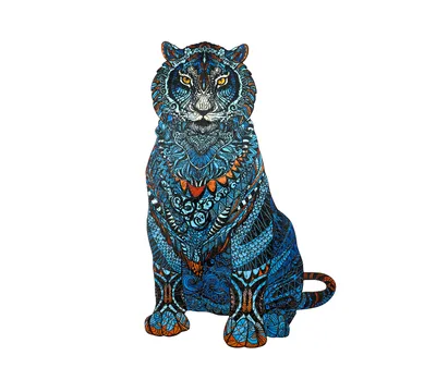 Деревянный пазл «Дикий тигр синий» купить в Москве | Active Puzzles
