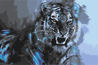 Живопись по номерам, 40 x 60, \"Синий тигр. Флуоресцентные краски\" - купить  с доставкой по выгодным ценам в интернет-магазине OZON (376138899)