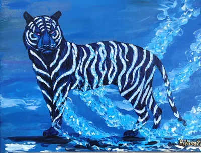 Картины и панно :: Картины :: Картина \"Синие тигры в камышах\".