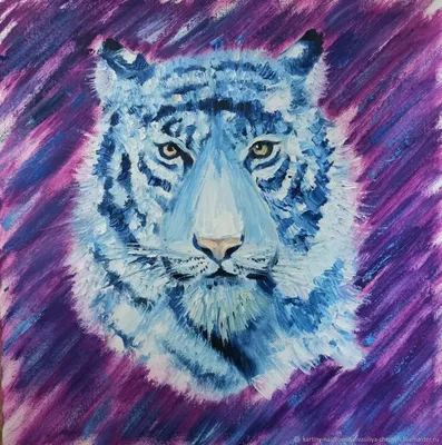 Синий тигр в азиатском стиле 80х120 Раскраска картина по номерам на холсте  FU98-80x120 купить в Москве и СПб