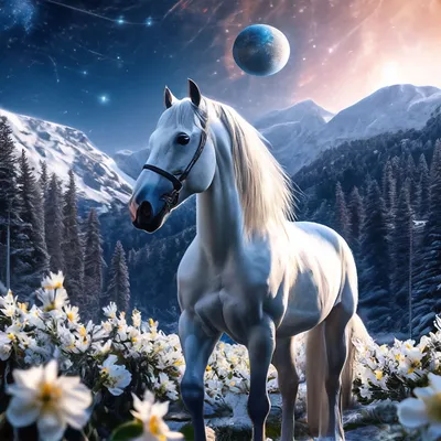 Лошадь с пышной гривой, сказочный …» — создано в Шедевруме
