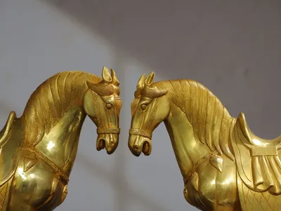 Коллекция тибетских храмов 13 дюймов, старые бронзовые позолоченные сказочные  лошади Cinnabars, лошадь Танг мА, статуя Amass, украшения для богатства,  городской дом | AliExpress