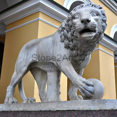 Скульптура льва из мрамора., яркое …» — создано в Шедевруме