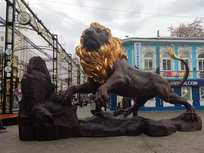 Ночью в центре Екатеринбурга тайком поставили огромного льва с бронзовыми  яйцами: фото