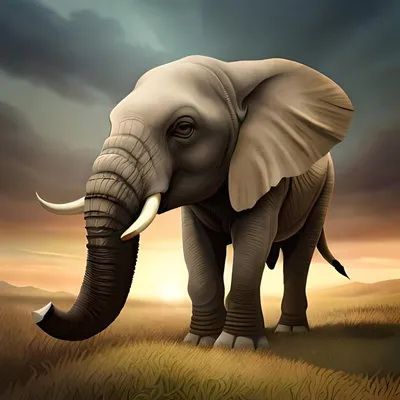 Слон с бивнями на голове смотрит в камеру. | Премиум Фото