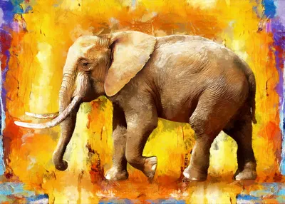 Огромный слон с гигантскими бивнями …» — создано в Шедевруме