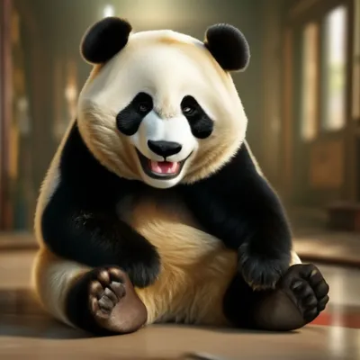 Криповый смешной панда, улыбается, …» — создано в Шедевруме