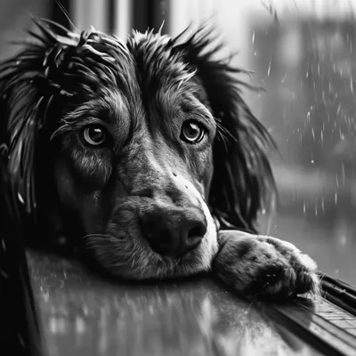 Портрет бездомной собаки, черно-белое фото Стоковое Фото - изображение  насчитывающей бездомно, собака: 99848070