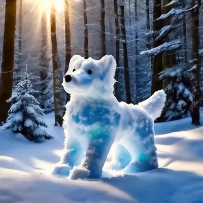 В Одессе из снега слепили скульптуру собаки (фотофакт)