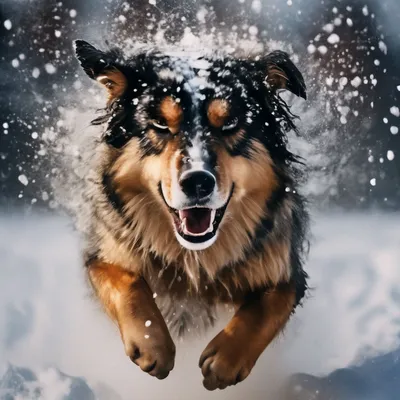 Собака в снегу» — создано в Шедевруме