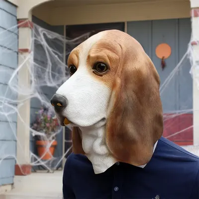 Маска для лица для Хэллоуина Bassett Foxhound, эмульсионная маска для собак,  маска для маскарада, косплей для дома | AliExpress