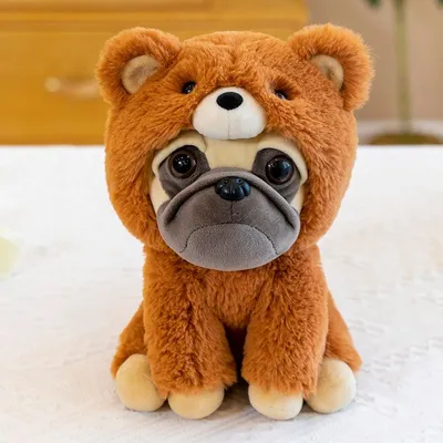 Игрушка собака мопс в капюшоне костюме мишки - купить с доставкой по  выгодным ценам в интернет-магазине OZON (1324176019)