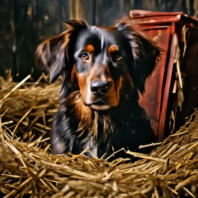 Собаки на сене стоковое изображение. изображение насчитывающей домоец -  161293363