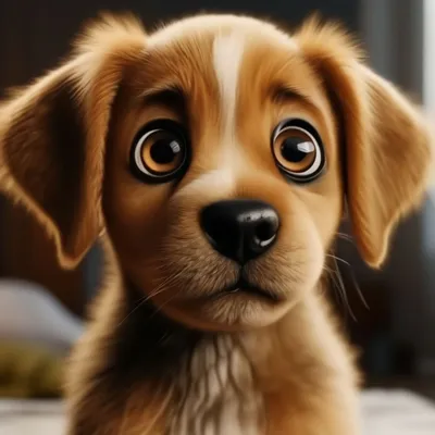 Милая собака с большими глазами и …» — создано в Шедевруме