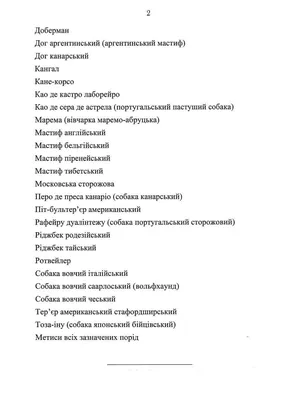 Перечень потенциально опасных пород собак в РФ