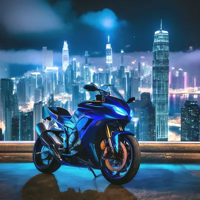 Спортивный мотоцикл на фоне впечатляющего пейзажа