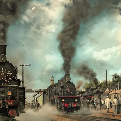 Новогодний старинный поезд в …» — создано в Шедевруме